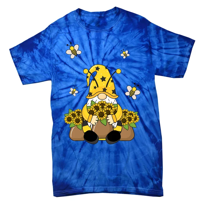 Cute Gnome Bee Summer Gnome Sunflower Basket Gnome Gift Tie-Dye T-Shirt