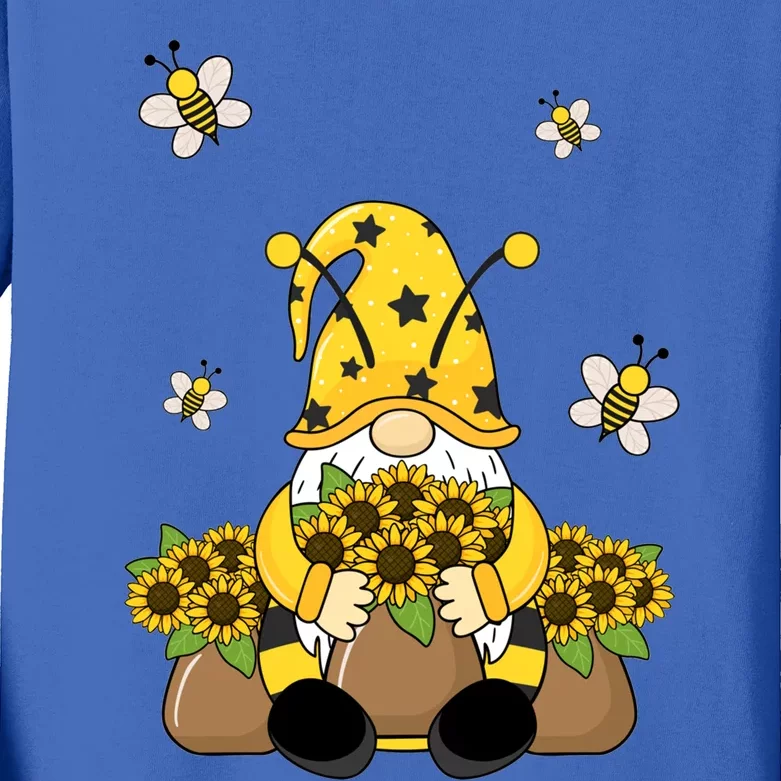 Cute Gnome Bee Summer Gnome Sunflower Basket Gnome Gift Kids Long Sleeve Shirt