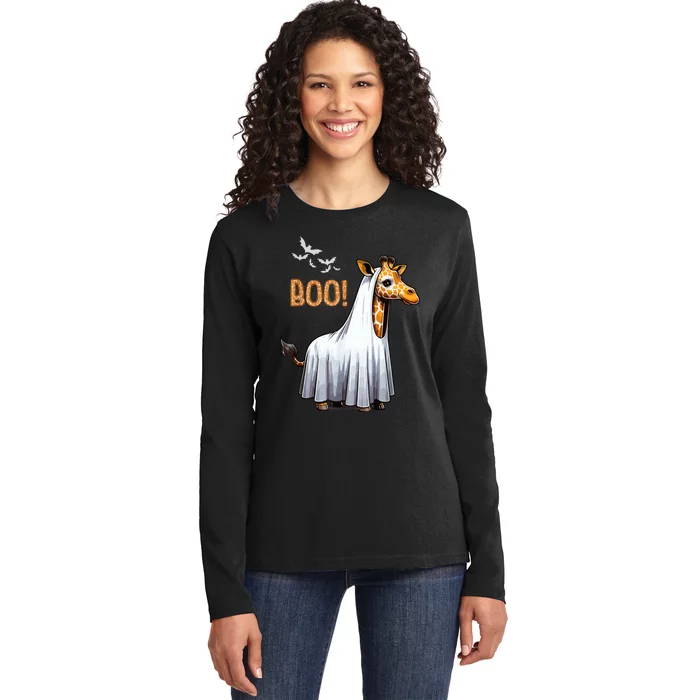 Cute Giraffe Boo Halloween Costume Zoo Lover Ladies Long Sleeve Shirt