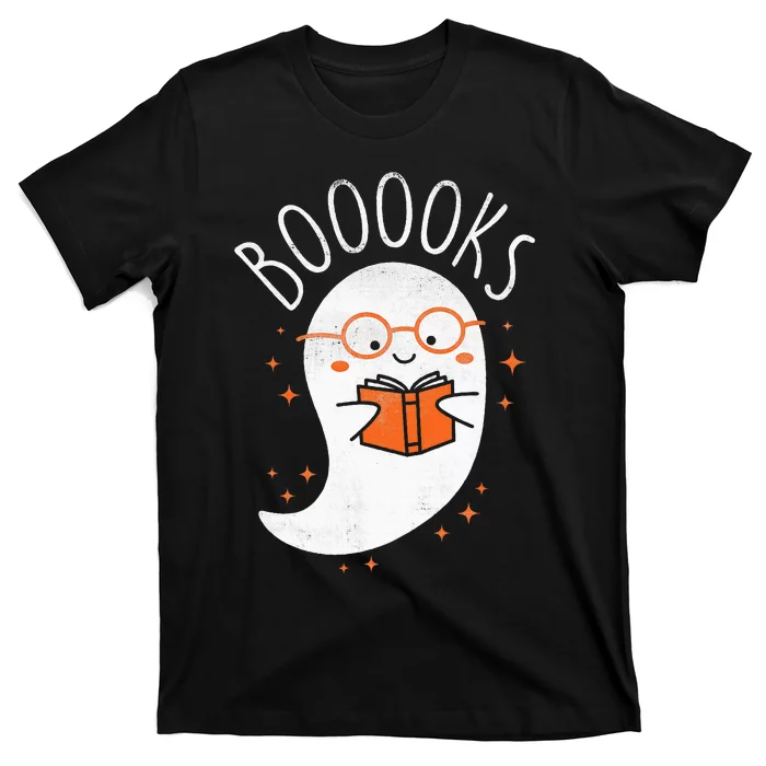 Cute Ghost Book Reading Halloween Teacher Top T-Shirt