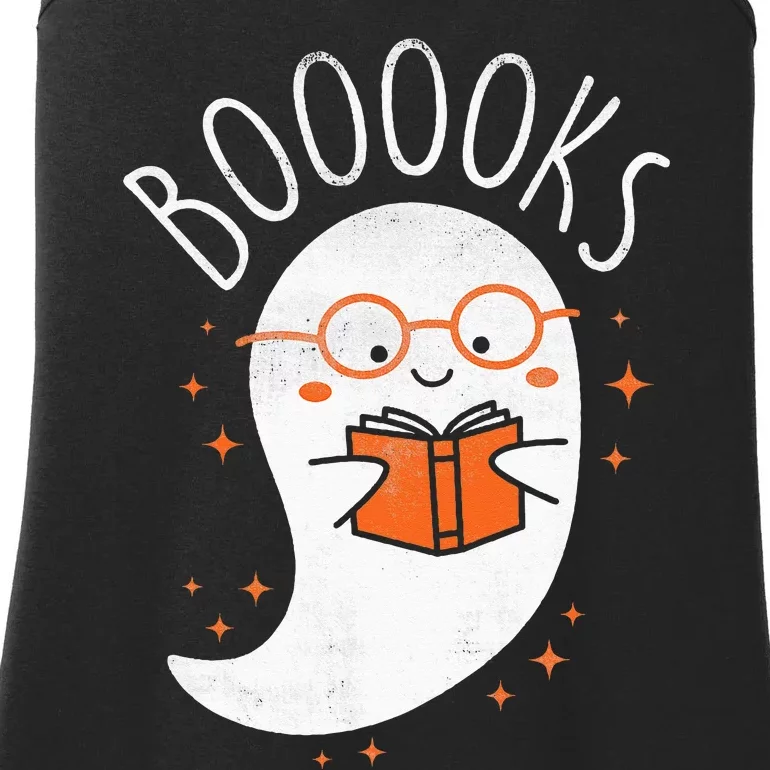 Cute Ghost Book Reading Halloween Teacher Top Ladies Essential Tank