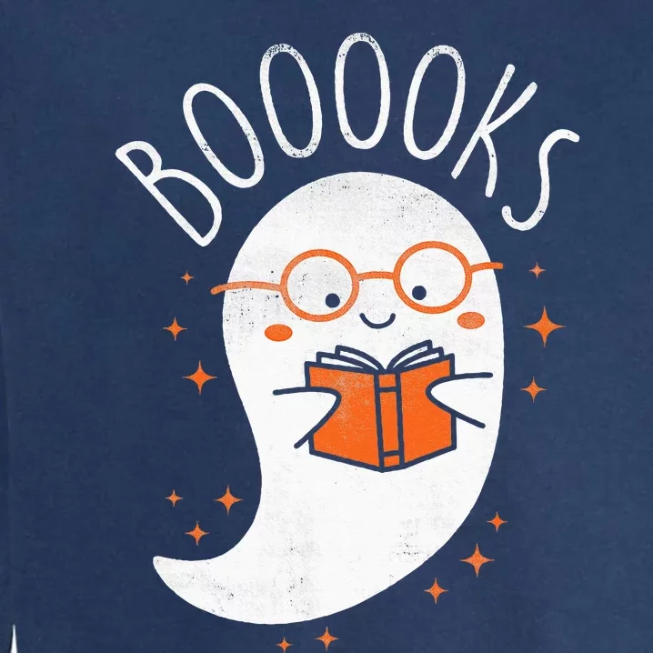 Cute Ghost Book Reading Halloween Teacher Top Garment-Dyed Sweatshirt