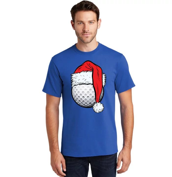 Christmas Golf Ball Santa Hat Xmas Golfing Sports Gift Tall T-Shirt