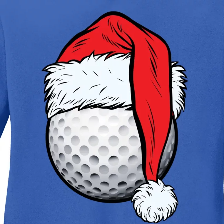 Christmas Golf Ball Santa Hat Xmas Golfing Sports Gift Ladies Long Sleeve Shirt