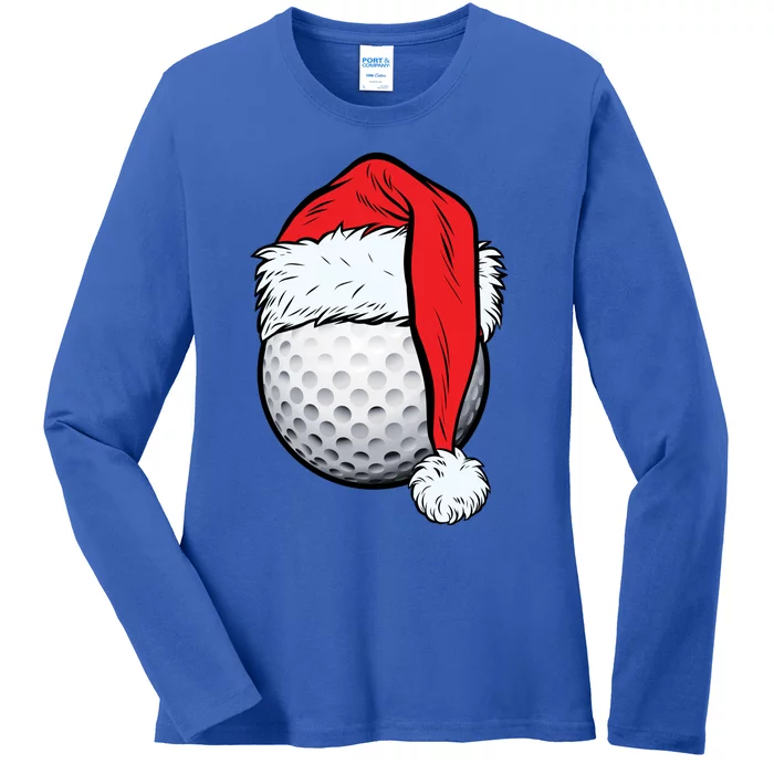 Christmas Golf Ball Santa Hat Xmas Golfing Sports Gift Ladies Long Sleeve Shirt