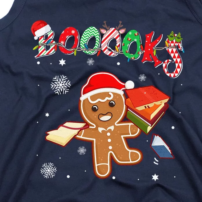 Christmas Gingerbread Books Librarian Reader Reading Teacher Tank Top