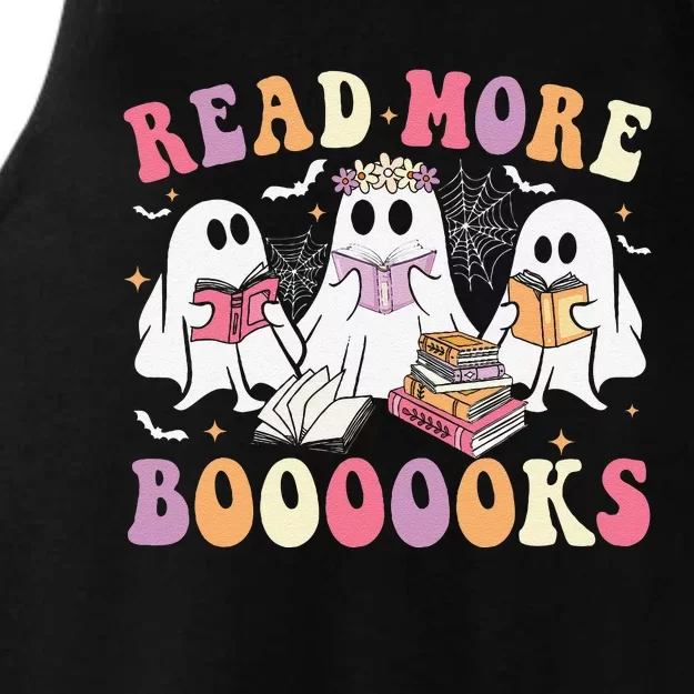 Cute Ghost Book Read More Books Funny Teachers Halloweengift Ladies Tri-Blend Wicking Tank