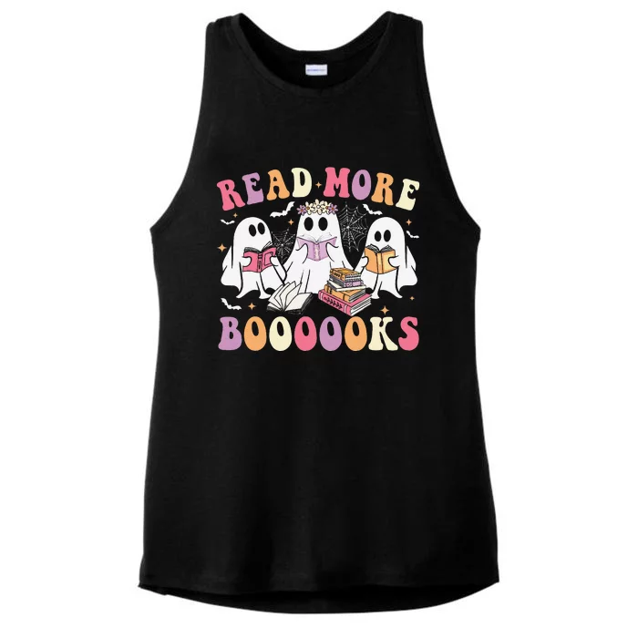 Cute Ghost Book Read More Books Funny Teachers Halloweengift Ladies Tri-Blend Wicking Tank