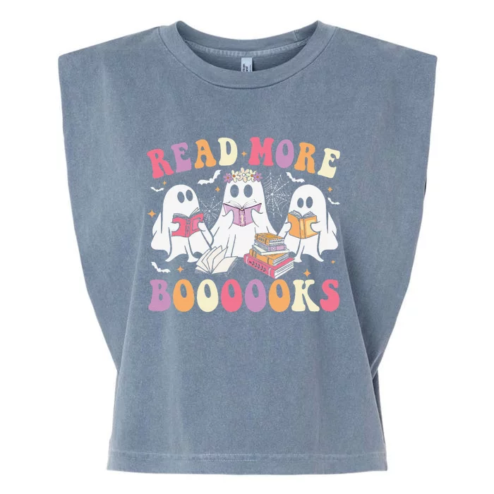 Cute Ghost Book Read More Books Funny Teachers Halloweengift Garment-Dyed Women's Muscle Tee