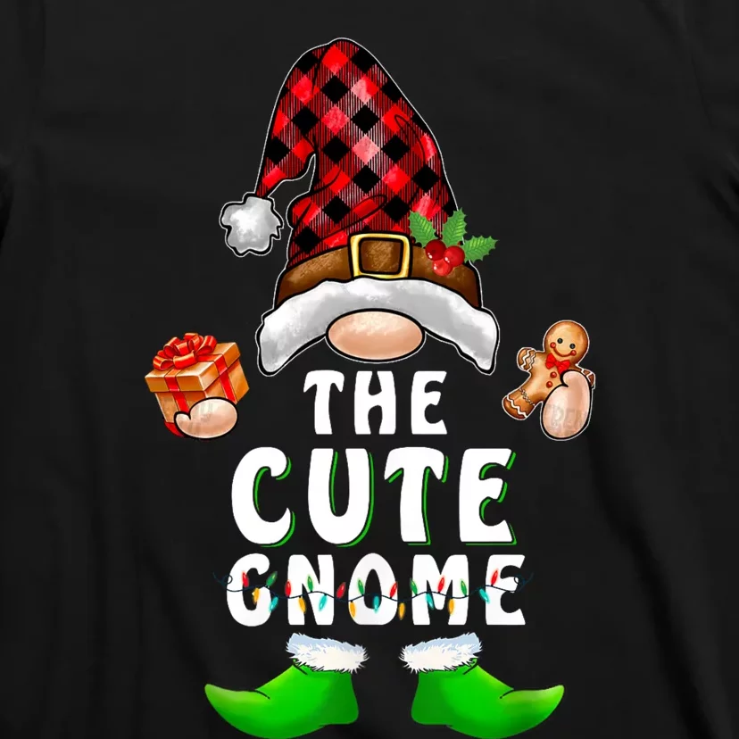 Cute Gnome Buffalo Plaid Matching Family Christmas Pajama T-Shirt