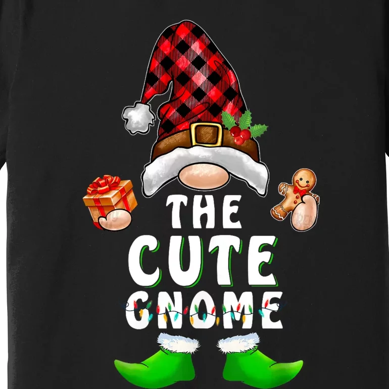 Cute Gnome Buffalo Plaid Matching Family Christmas Pajama Premium T-Shirt