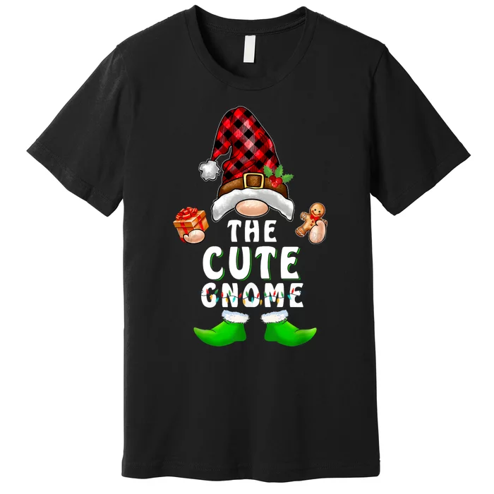 Cute Gnome Buffalo Plaid Matching Family Christmas Pajama Premium T-Shirt