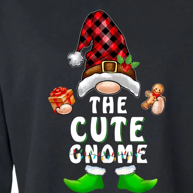 Cute Gnome Buffalo Plaid Matching Family Christmas Pajama Cropped Pullover Crew