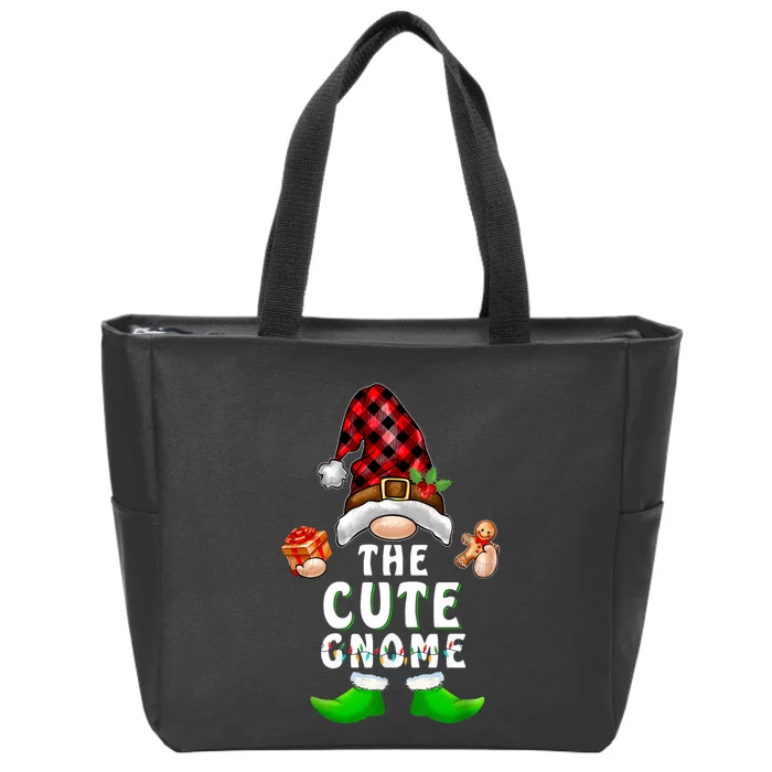 Cute Gnome Buffalo Plaid Matching Family Christmas Pajama Zip Tote Bag