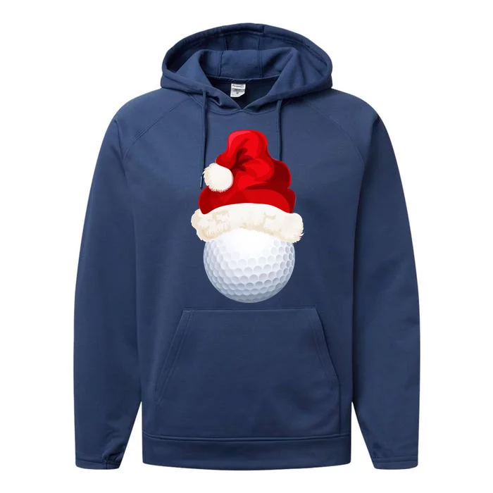 Christmas Golf Ball Santa Hat Funny Xmas Game Sport Funny Gift Performance Fleece Hoodie