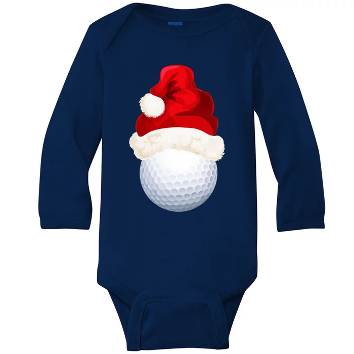 Christmas Golf Ball Santa Hat Funny Xmas Game Sport Funny Gift Baby Long Sleeve Bodysuit