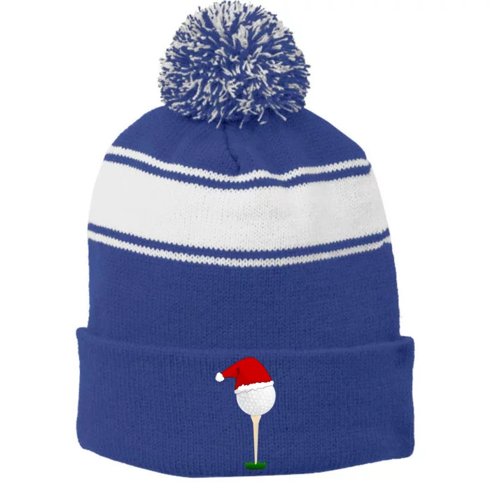 Christmas Golf Ball Santa Hat Cool Gift Stripe Pom Pom Beanie