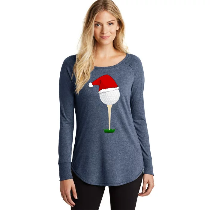 Christmas Golf Ball Santa Hat Cool Gift Women's Perfect Tri Tunic Long Sleeve Shirt