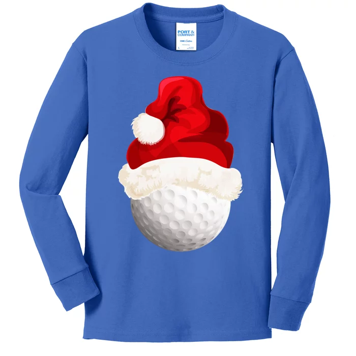 Christmas Golf Ball Santa Hat Xmas Funny Gift Kids Long Sleeve Shirt