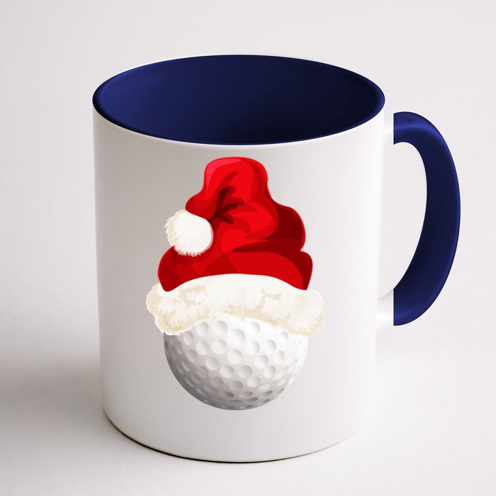 Christmas Golf Ball Santa Hat Xmas Funny Gift Front & Back Coffee Mug