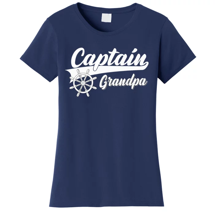 Captain Grandpa Boating Anchors & Wheel | Boat Captain Women's T-Shirt