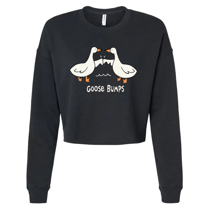 Cute Goose Bumps Funny Animal Pun Lover Cropped Pullover Crew