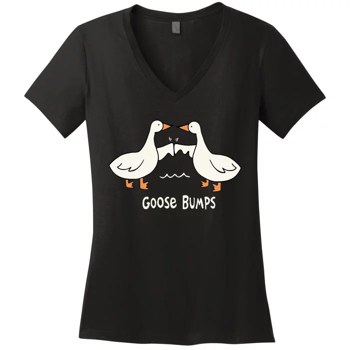 Cute Goose Bumps Funny Animal Pun Lover Women's V-Neck T-Shirt