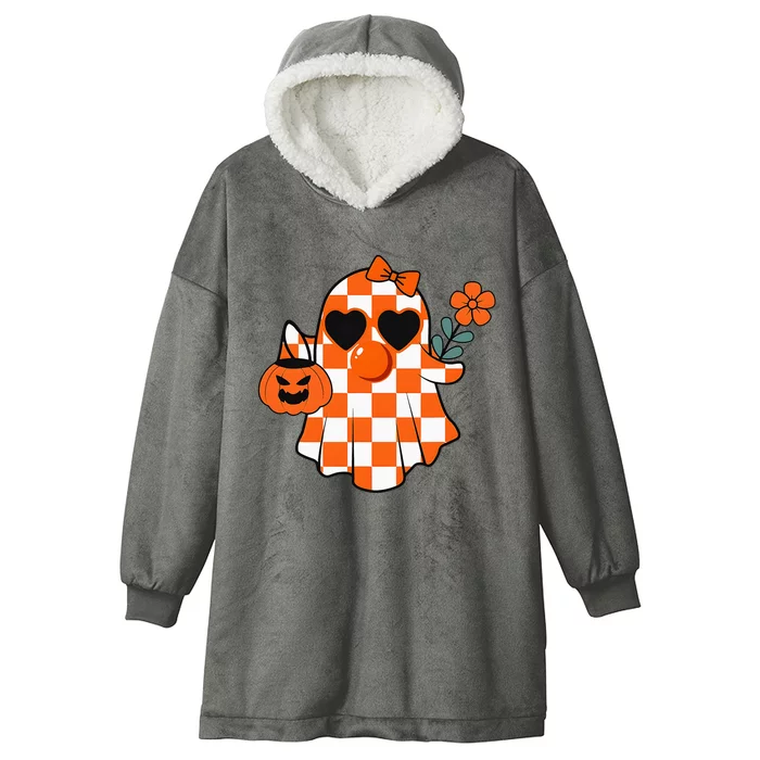 Cute Ghost Blowing Spooky Vibes Ghost Halloween Hooded Wearable Blanket