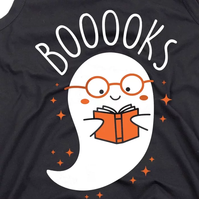 Cute Ghost Book Reading Halloween Teacher Top Long Sleeve Tank Top