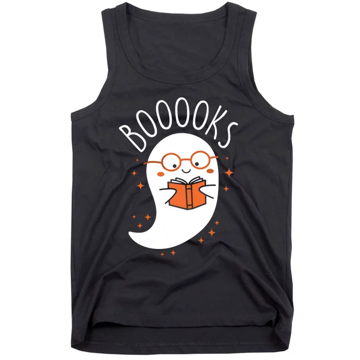 Cute Ghost Book Reading Halloween Teacher Top Long Sleeve Tank Top