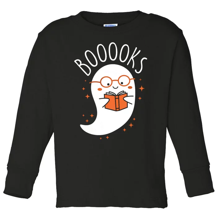 Cute Ghost Book Reading Halloween Teacher Top Long Sleeve Toddler Long Sleeve Shirt