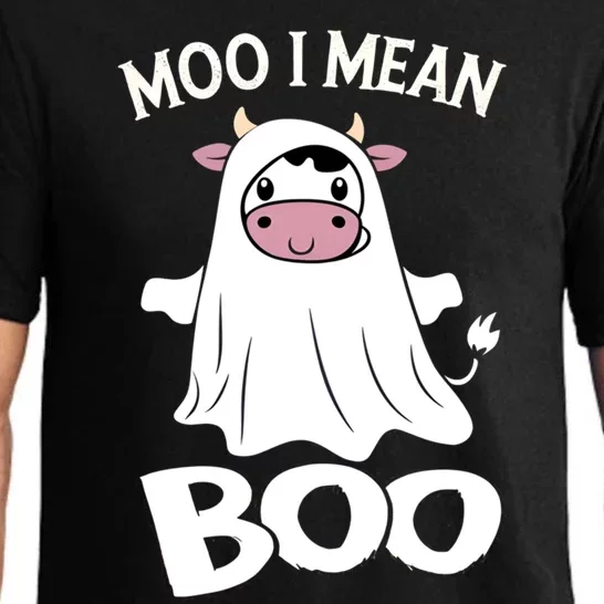 Cute Ghost Cow Moo I Mean Boo Halloween Cow Lover Funny Gift Pajama Set