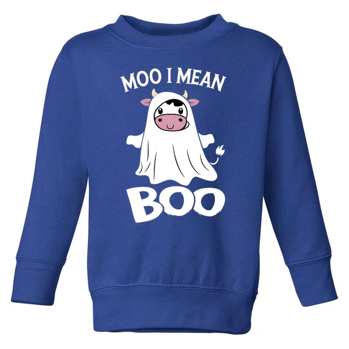 Cute Ghost Cow Moo I Mean Boo Halloween Cow Lover Funny Gift Toddler Sweatshirt