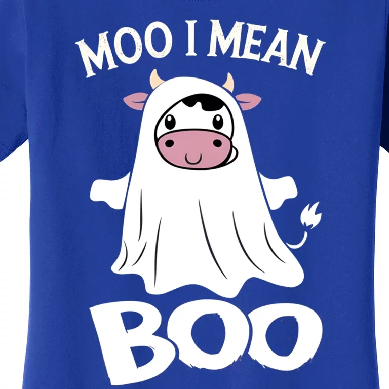 Cute Ghost Cow Moo I Mean Boo Halloween Cow Lover Funny Gift Women's T-Shirt