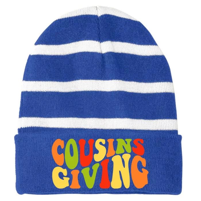 Cousins Giving Cute Pumpkin Cousin Crew Thanksgiving Family Gift Striped Beanie with Solid Band