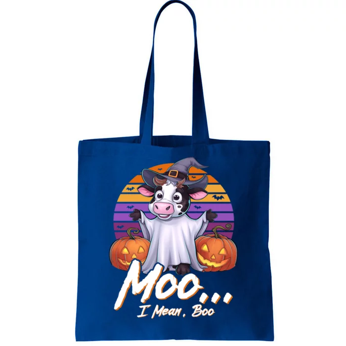 Cute Ghost Cow Moo I Mean Boo Halloween Funny Cow Lover Gift Tote Bag