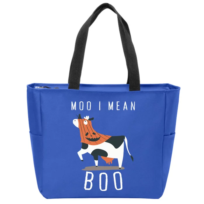 Cute Ghost Cow Moo I Mean Boo Halloween Funny Cow Lover Gift Zip Tote Bag