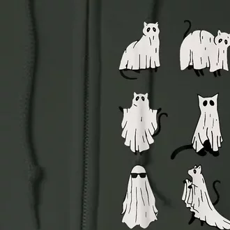 Cute Ghost Cat Funny Halloween Outfit Costumes Full Zip Hoodie