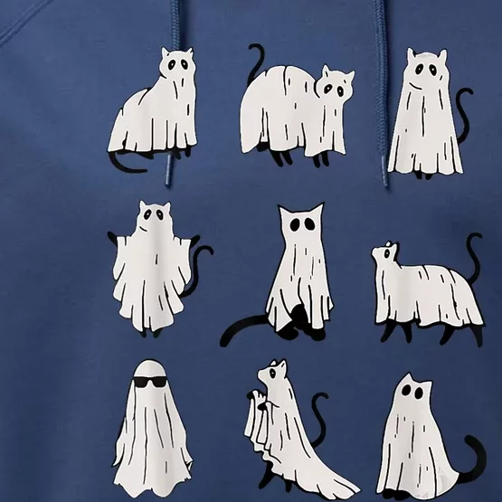 Cute Ghost Cat Funny Halloween Outfit Costumes Performance Fleece Hoodie