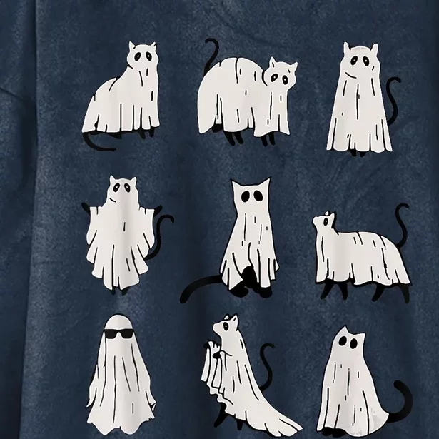 Cute Ghost Cat Funny Halloween Outfit Costumes Hooded Wearable Blanket