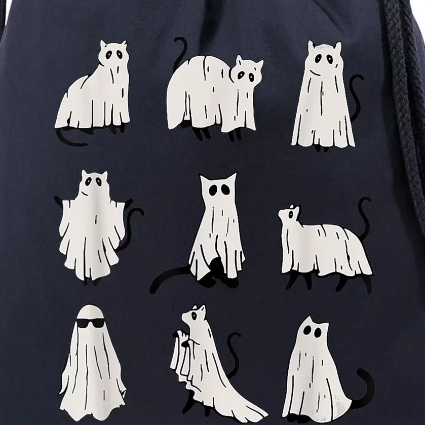 Cute Ghost Cat Funny Halloween Outfit Costumes Drawstring Bag