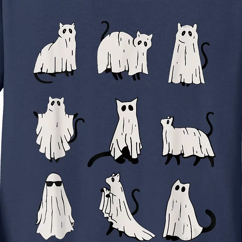 Cute Ghost Cat Funny Halloween Outfit Costumes Kids Long Sleeve Shirt