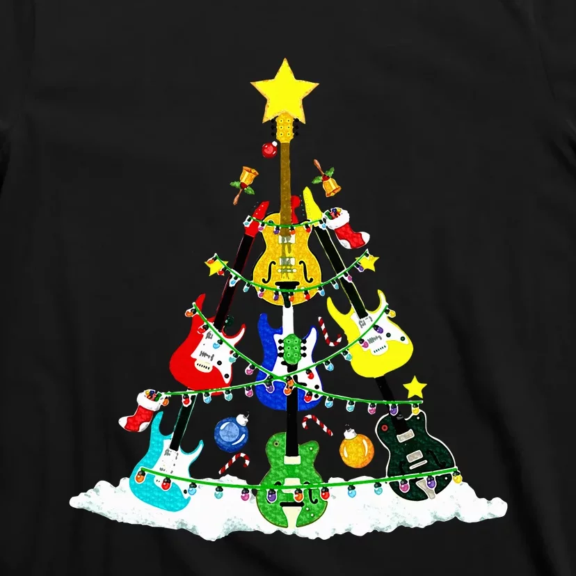 Cute Guitar Christmas Tree Music Stocking Stuffer T-Shirt