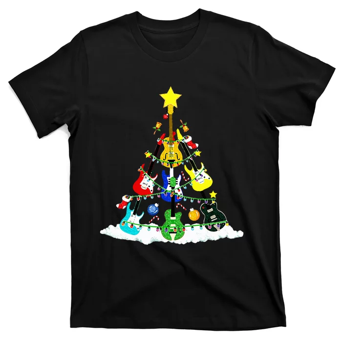 Cute Guitar Christmas Tree Music Stocking Stuffer T-Shirt