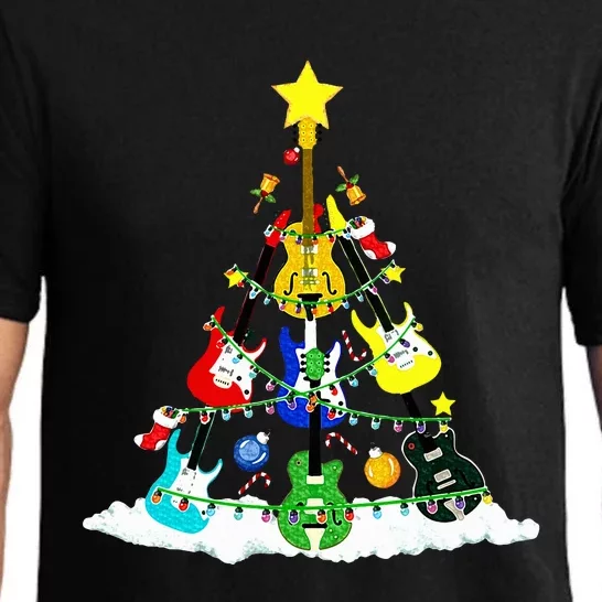 Cute Guitar Christmas Tree Music Stocking Stuffer Pajama Set