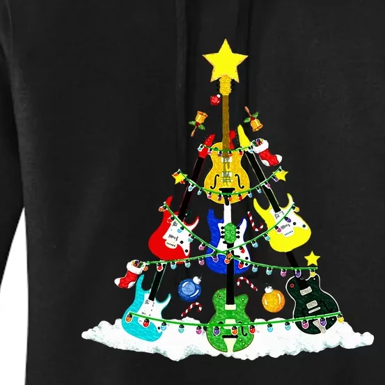 Cute Guitar Christmas Tree Music Stocking Stuffer Women's Pullover Hoodie