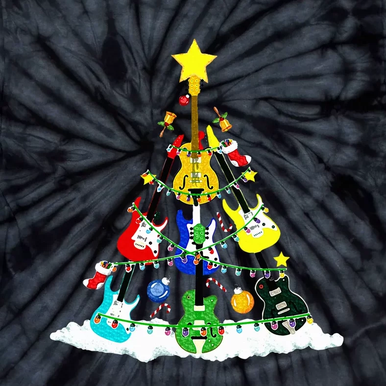 Cute Guitar Christmas Tree Music Stocking Stuffer Tie-Dye T-Shirt