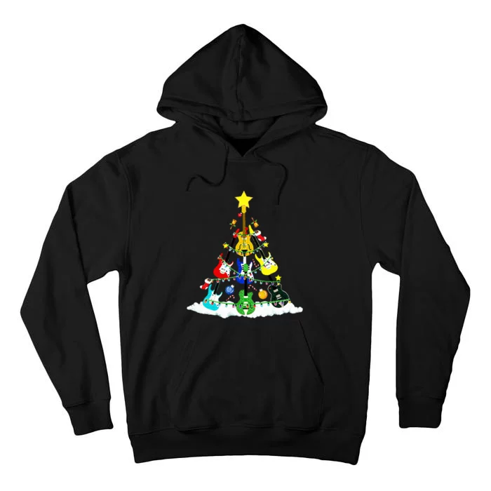 Cute Guitar Christmas Tree Music Stocking Stuffer Tall Hoodie