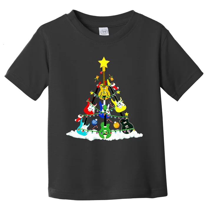 Cute Guitar Christmas Tree Music Stocking Stuffer Toddler T-Shirt