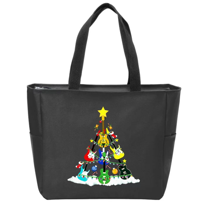 Cute Guitar Christmas Tree Music Stocking Stuffer Zip Tote Bag